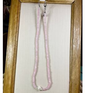 New, Light pink agate, freshwater, pearl, and Ethiopian opal gemstone necklace